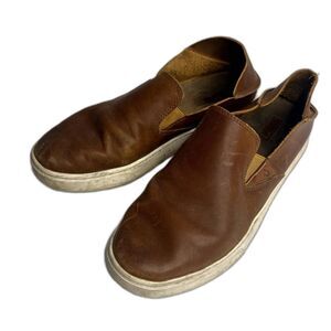 Olukai Moloa Brown Leather Slip On Shoes Womens Size 9.5 Casual